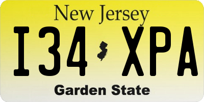 NJ license plate I34XPA