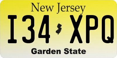 NJ license plate I34XPQ
