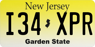 NJ license plate I34XPR