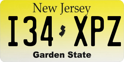 NJ license plate I34XPZ