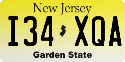 NJ license plate I34XQA