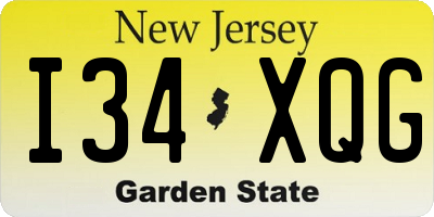 NJ license plate I34XQG