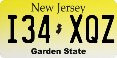 NJ license plate I34XQZ