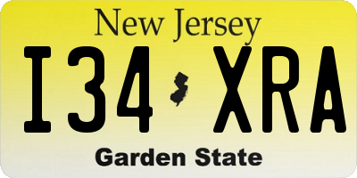 NJ license plate I34XRA