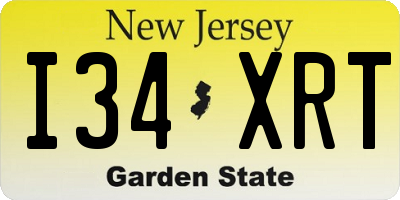 NJ license plate I34XRT