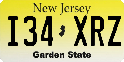 NJ license plate I34XRZ