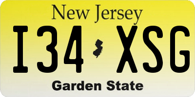 NJ license plate I34XSG