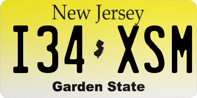 NJ license plate I34XSM