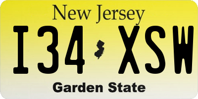 NJ license plate I34XSW