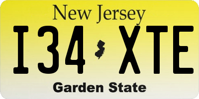 NJ license plate I34XTE