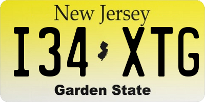 NJ license plate I34XTG