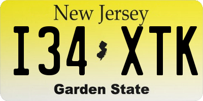 NJ license plate I34XTK