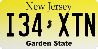 NJ license plate I34XTN