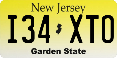 NJ license plate I34XTO