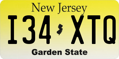 NJ license plate I34XTQ
