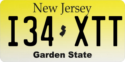 NJ license plate I34XTT