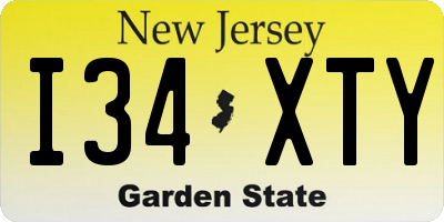 NJ license plate I34XTY