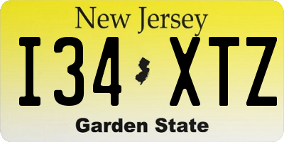 NJ license plate I34XTZ