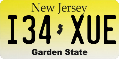 NJ license plate I34XUE
