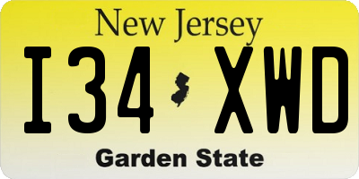 NJ license plate I34XWD