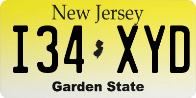 NJ license plate I34XYD