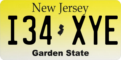 NJ license plate I34XYE