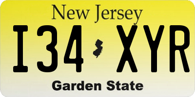 NJ license plate I34XYR