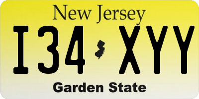 NJ license plate I34XYY