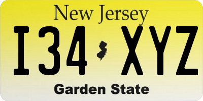 NJ license plate I34XYZ