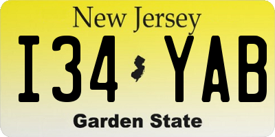 NJ license plate I34YAB