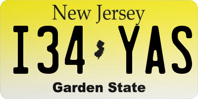 NJ license plate I34YAS