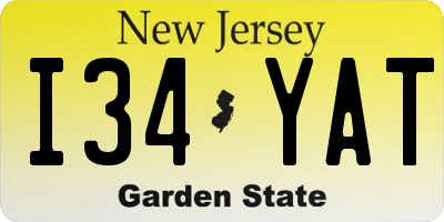 NJ license plate I34YAT