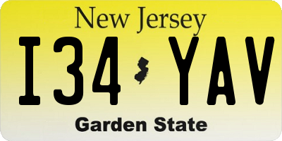 NJ license plate I34YAV