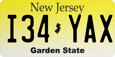 NJ license plate I34YAX