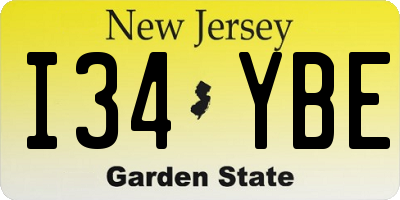 NJ license plate I34YBE
