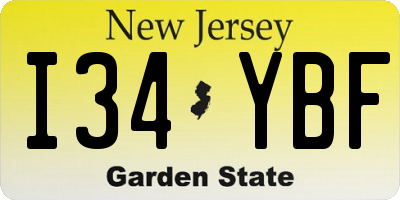 NJ license plate I34YBF