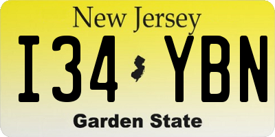 NJ license plate I34YBN
