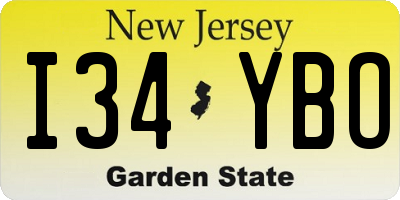 NJ license plate I34YBO