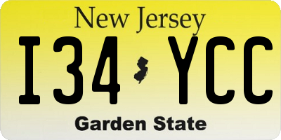 NJ license plate I34YCC