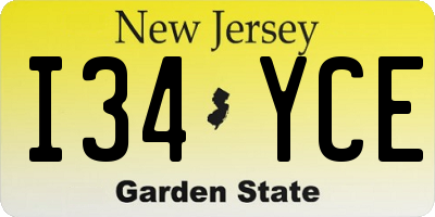 NJ license plate I34YCE