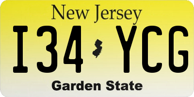 NJ license plate I34YCG