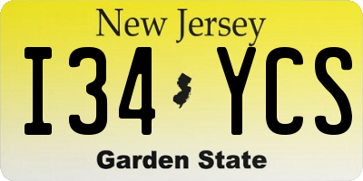 NJ license plate I34YCS