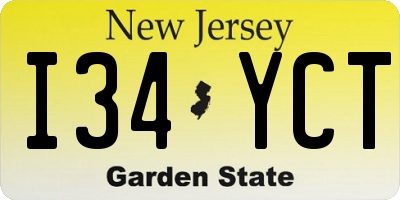 NJ license plate I34YCT