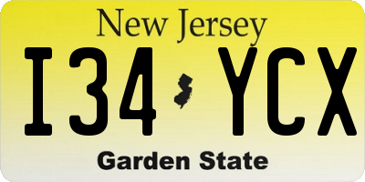 NJ license plate I34YCX