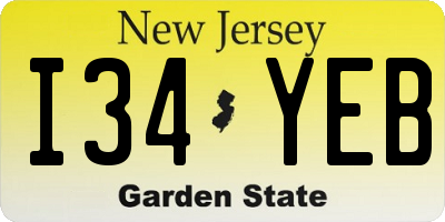 NJ license plate I34YEB