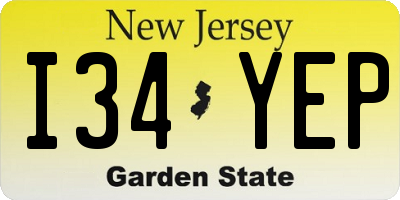 NJ license plate I34YEP