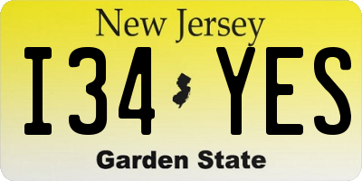 NJ license plate I34YES