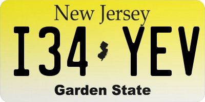 NJ license plate I34YEV
