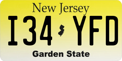 NJ license plate I34YFD