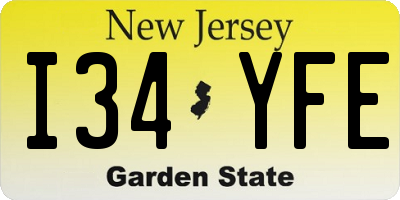 NJ license plate I34YFE